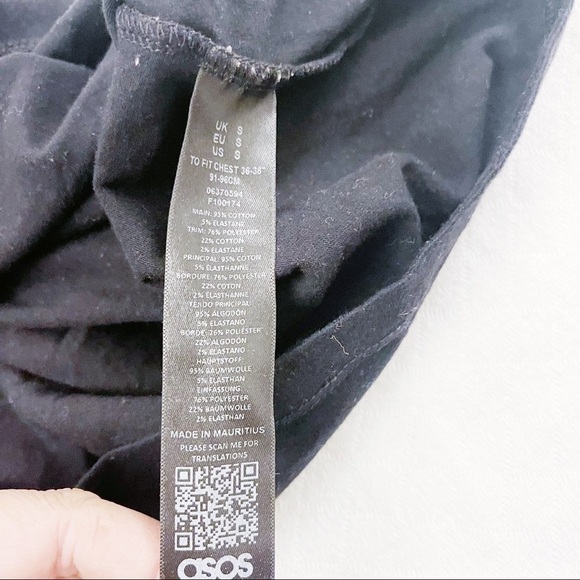 ASOS Crew Neck Tunic Black Striped Collar SZ Small - Picture 3 of 6